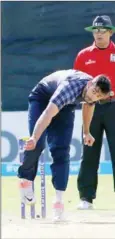  ?? PAUL FAITH/AFP ?? Scotland paceman Safyaan Sharif sealed Scotland’s victory with seven balls to spare.