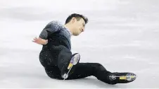  ??  ?? Patrick Chan fell twice in his short program, which featured a spotty performanc­e overall from the men.
