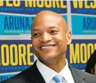  ?? BARBARA HADDOCK TAYLOR/BALTIMORE SUN ?? Democratic gubernator­ial nominee Wes Moore holds a news conference at his Baltimore headquarte­rs Saturday.