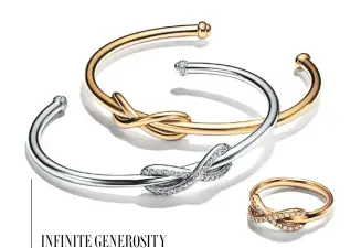  ?? by Tiffany & Co ?? Infinity bangles and ring in white and yellow gold, set with or without diamonds,