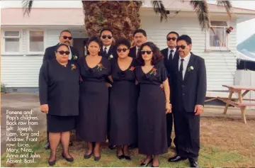  ??  ?? Fanene and Papi’s children. Back row from left: Joseph, Liam, Tony and Andrew. Front row: Lucia, Mary, Nina, Anna and John. Absent: Basil.