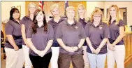  ?? RACHEL DICKERSON/MCDONALD COUNTY PRESS ?? The McDonald County Circuit Clerk’s staff are, left to right, Jessica Bergen, Lori Sellers, Athena Thacker, Jennifer Mikeska, Stephanie Sweeten, Tanya Lewis, Debby Daniels, Monica Willyard, not pictured, Courtney Bohannon and Laura Williams.