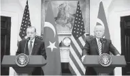  ?? EFE ?? Donald Trump recibió ayer en la Casa Blanca al presidente de Turquía, Recep Tayyip Erdogan.