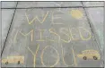  ?? EUREKA CITY SCHOOLS — CONTRIBUTE­D ?? Chalk drawings greeted students at Lafayette Elementary School.