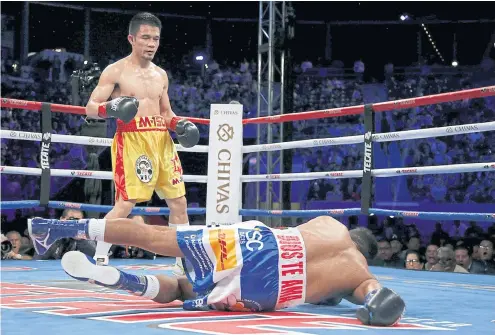  ??  ?? Srisaket Sor Rungvisai knocks out Roman Gonzalez in the fourth round at StubHub Center in September.