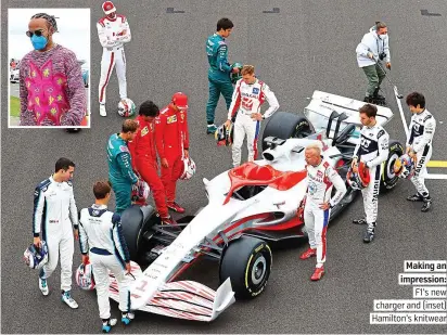 ??  ?? Making an impression: F1’s new charger and (inset) Hamilton’s knitwear