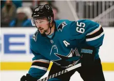  ?? Jeff Chiu / Associated Press ?? Erik Karlsson had a four-game scoring streak but it ended in Tuesday’s 3-1 loss against the Seattle Kraken at SAP Center.