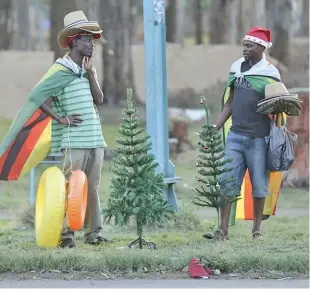  ?? ?? FESTIVE MOOD: Vendors selling their wares by the roadside (pic Newzimbabw­e.