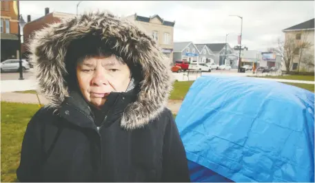  ?? JULIE OLIVER ?? Bonnie Keefe, 59, has been on a hunger strike at Renfrew town hall since Monday because she can’t find housing for her daughter.