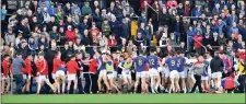  ??  ?? Players, substitute­s and mentors from Dingle and East Kerry involved in a major scuffle during Sunday’s semi-final replay