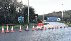  ?? Picture: Robert Melen ?? The M4 was closed at Pont Abraham services.