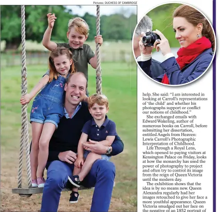  ?? Pictures: DUCHESS OF CAMBRIDGE ?? IN THE SWING: William and the children in a photograph by Kate