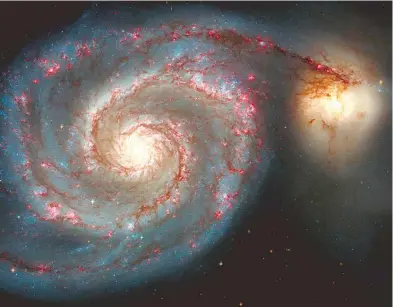  ?? FOTO: NASA / ESA HUBBLE SPACE TELESCOPE ?? La Galaxia del Remolino, M 51, colisiona con la galaxia NGC 5195