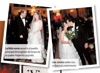  ??  ?? Los novios sellan conun beso su matrimonio