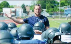  ?? RICK KAUFFMAN — DIGITAL FIRST MEDIA ?? Academy Park football coach Jason Vosheski, seen here was none too pleased about his team’s lack of discipline Chester Saturday. in a file photo, against