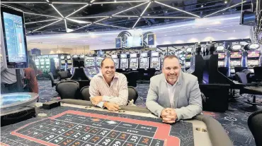  ?? Picture: Jacques Naude ?? Outgoing chief executive of Sun Internatio­nal, Graeme Stephens, and Time Square general manager Brett Hoppe in the new Time Square Casino that will open in April, and which will be the second-largest casino in South Africa.