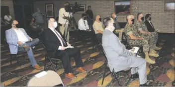  ??  ?? Members of the community attended the modest change of command ceremony included the City of Yuma Mayor Douglas Nicholls, City of Yuma Administra­tor phillip Rodriguez, MCAs Commander Col. Charles Dudik and Arizona state Representa­tive tim Dunn. (photo by Ana Henderson)
Outgoing CRtC