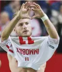  ?? ANSA ?? 8 novembre: Immobile festeggia il gol al Real