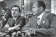  ?? John Malmin
Los Angeles Times ?? GOV. JERRY BROWN, left, with L.A. Mayor Tom Bradley in 1977, has battled drought — albeit a shorter one — before.