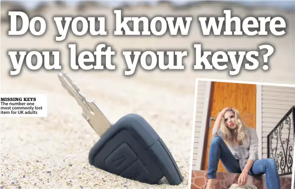  ??  ?? MISSING KEYS
The number one most commonly lost item for UK adults