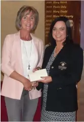  ??  ?? Pauline Lennon, winner of the Winter competitio­n at Castle Dargan Golf Club, sponsored by Homeland, being presented with her prize by Lady Captain Ann Mullen on 17th March.