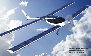  ??  ?? Could a plant-powered plane take Dinelli around the world?