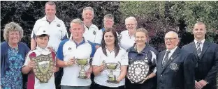  ??  ?? Prize time Winning line- up after the Ayr Bowling Tournament