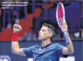 ??  ?? Austrian Dominic Thiem celebrates winning the Saint Petersburg ATP Open final.