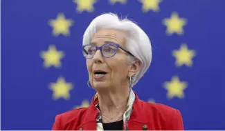  ?? ?? Christine Lagarde, ECB chief, addresses European Parliament