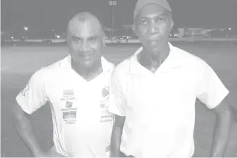  ??  ?? Ricky Deonarain, left, and Shawn Massiah after a fine unbeaten partnershi­p that led their team to victory.