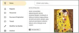  ??  ?? Profitez des passerelle­s entre la suite bureautiqu­e et le carnet de notes de Google.