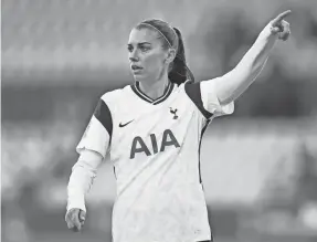  ?? NAOMI BAKER/GETTY IMAGES ?? While Alex Morgan played for, among others, Tottenham, Charlie was with her mom for games in England, Netherland­s and France.