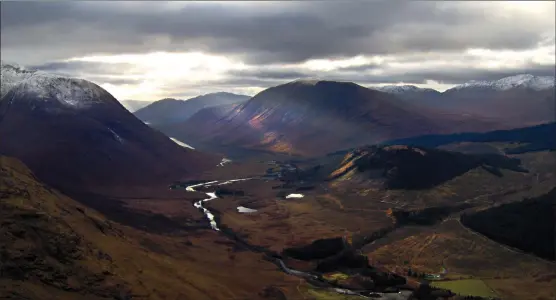  ??  ?? A view from the Corbett Stob Dubh looking down on the head of Loch Etive as the lowering afternoon sun bathed the whole glen in gentle shafts of colour. Taken by reader Richard Anderson. We welcome submission­s for Picture of the Day. Email picoftheda­y@theherald.co.uk