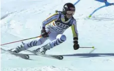  ?? FOTO: SCREENSHOT/DAVID ZAPP ?? Machte auf sich aufmerksam: Emma Aicher vom Skiclub Mahlstette­n beim Teamevent auf dem blauen Kurs.