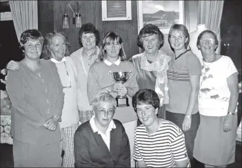  ??  ?? Bronze and Silver division winners at Brodick Ladies Open on Tuesday with lady captain Margaret Guald.