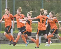  ??  ?? BIG STEP TOWARDS TITLE City celebrate win over rivals Hibs