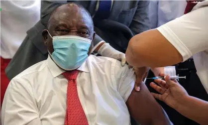  ?? Photograph: Reuters ?? Cyril Ramaphosa, the South African president, received a Covid-19 vaccinatio­n in February. He has warned has warned that we are watching ‘vaccine apartheid’.