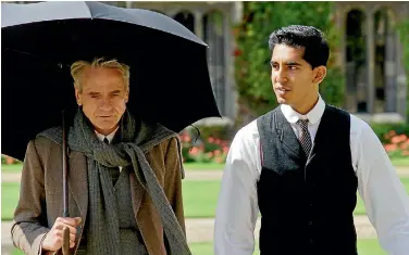  ??  ?? Jeremy Irons and Dev Patel star in The Man Who Knew Infinity. The film was produced American professor Ken Ono, who will visit Palmerston North next week.