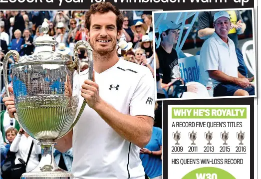  ?? EPA/GETTY IMAGES ?? In the money: Murray, who is preparing for the Australian Open with coach Ivan Lendl (inset), has committed to Queen’s for the rest of his career