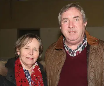  ??  ?? Mary and James Conway at Kildavin/Clonegal Drama Group’s presentati­on of ‘Nobody’s Talking to Me’, in aid of Kildavin Senior Citizens, in Spellman Hall, Kildavin