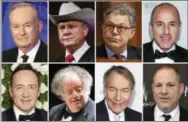  ?? AP FILE PHOTOS ?? Among those recently accused of sexual misconduct are, top row, from left: Fox News’ Bill O’Reilly, U.S. Senate candidate Roy Moore, U.S. Sen. Al Franken, D-Minn., and NBC News personalit­y Matt Lauer; and bottom row, from left: actor Kevin Spacey,...