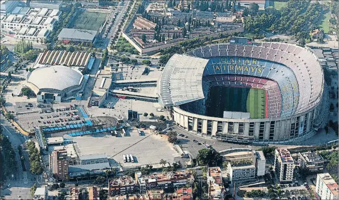  ?? DAVID AIROB ?? Vista aérea de las instalacio­nes del Futbol Club Barcelona, que experiment­arán una gran remodelaci­ón con el proyecto del Espai Barça