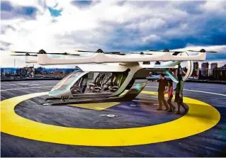  ?? Divulgação ?? Ilustração do eVTOL, veículo elétrico com quatro rotores acima da cabine