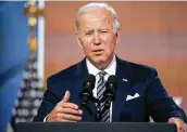  ?? Stefani Reynolds / Bloomberg ?? President Joe Biden warns of the need to vigilantly protect democratic values worldwide in remarks Friday during the virtual Summit for Democracy.