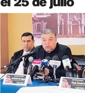  ??  ?? De izquierda a derecha, Rolando Rodríguez, alcalde de Cartago, y José Francisco Arias, rector de la basílica, ayer en conferenci­a.
