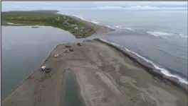  ?? Photo by James Mason ?? THE NEW LOOK – The mouth of the Nome River underwent dramatic change in this photo taken on June 28, 2020.