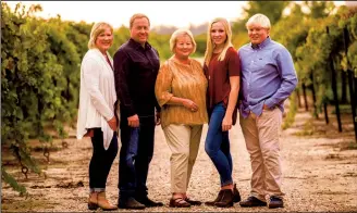  ?? COURTESY PHOTOGRAPH ?? From left, Jorja Lerner, Kyle Lerner, Kathy Mettler, Kirsten Lerner and Ian Lerner at the family vineyard at Harney Lane Winery.