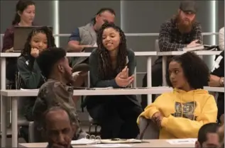  ?? KELSEY MCNEAL, THE ASSOCIATED PRESS ?? Halle Bailey, from left, Trevor Jackson, Chloe Bailey and Yara Shahidi in an episode of, "grown-ish," a spinoff from the ABC comedy "black-ish," airing Wednesday, Jan. 3.