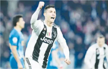  ?? File / Agence France-presse ?? ↑ Juventus coach Massimilia­no Allegri is confident that Cristiano Ronaldo (above) will not be fined or suspended.