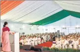 ?? PTI ?? Congress chief Sonia Gandhi addresses party leaders during the 'Nav Sankalp Chintan Shivir', in Udaipur on Friday.